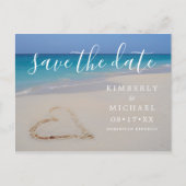 Tropisch strand met zandhart Save the Date Annou Aankondigingskaart (Voorkant)