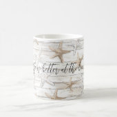 Tropisch strand met zeester voor trouwdag koffiemok (Center)