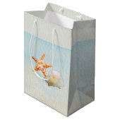 Tropisch strand met zeesterren en conch medium cadeauzakje (Voorkant Gekanteld)