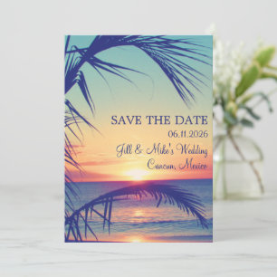 Tropisch strand Mexico Trouwdag Save the Date
