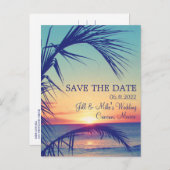 Tropisch strand Mexico Weddenschap Bewaar datum Aankondigingskaart (Voorkant / Achterkant)