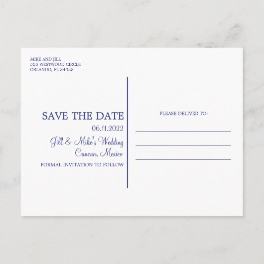 Tropisch strand Mexico Weddenschap Bewaar datum Aankondigingskaart (Achterkant)