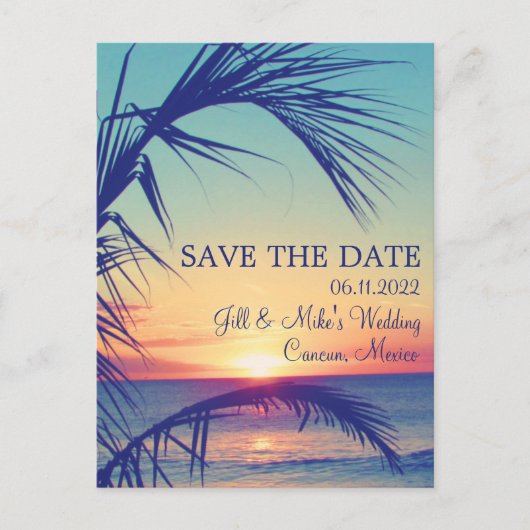 Tropisch strand Mexico Weddenschap Bewaar datum Aankondigingskaart (Voorkant)