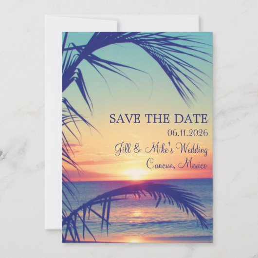 Tropisch strand Mexico Weddenschap Bewaar datum Save The Date (Voorkant)