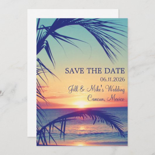 Tropisch strand Mexico Weddenschap Bewaar datum Save The Date (Voorkant / Achterkant)