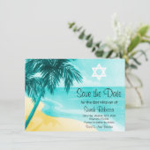 Tropisch strand Mitzvah sparen de Datum Save The Date (Staand voorkant)