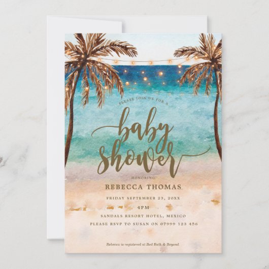 tropisch strand moderne uitnodiging tot baby showe (Voorkant)