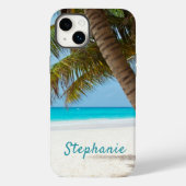 Tropisch strand Monogram Palmboom Turquoise Cool Case-Mate iPhone Case (Achterkant)