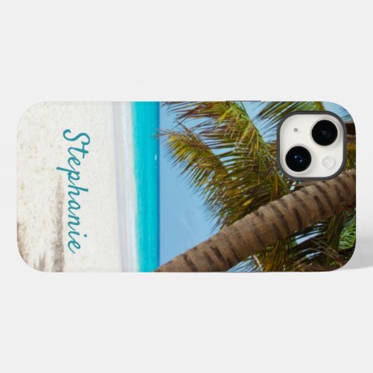 Tropisch strand Monogram Palmboom Turquoise Cool Case-Mate iPhone Case (Achterkant (horizontaal))