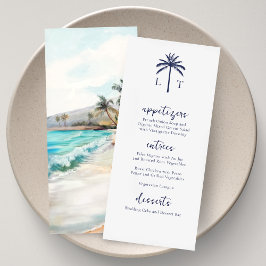 Tropisch Strand Monogram Trouwdag Sereniteit aan Z Menu
