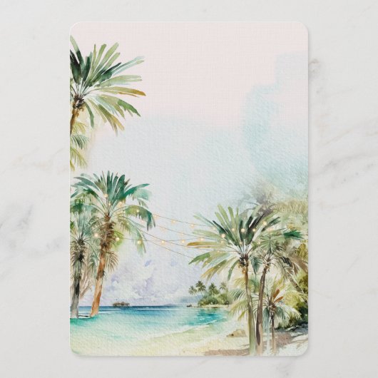 Tropisch strand | Monogram weddenschap Bedankt Menu (Achterkant)