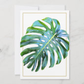 Tropisch strand Monstera Leaf Gold Elegant Wedding Kaart (Achterkant)