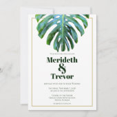 Tropisch strand Monstera Leaf Gold Modern Bold Tex Kaart (Voorkant)