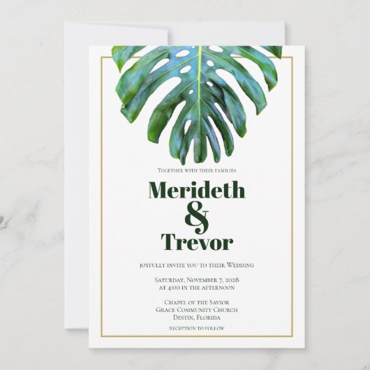 Tropisch strand Monstera Leaf Gold Modern Bold Tex Kaart (Voorkant)