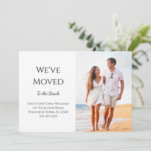 Tropisch strand nieuwe thuisbeweging aankondiging (Staand voorkant)