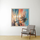 Tropisch strand Oceaan en Palm Tree SQ Wandkleed (In Situ (horizontaal))