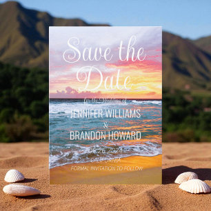 Tropisch strand oceaan kust QR-code bruiloft Save The Date