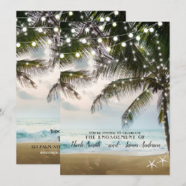 Tropisch Strand Oceaan Palmbomen Lichten Verloving Kaart