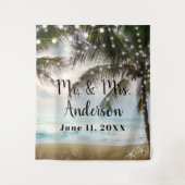 Tropisch strand oceaan palmenboom foto achtergrond wandkleed (Voorkant)