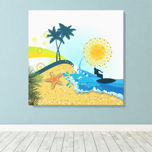 Tropisch strand, oceaan verpakt canvas print (Insitu (Houten vloer))