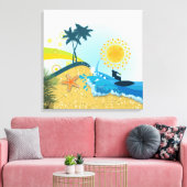 Tropisch strand, oceaan verpakt canvas print (Insitu (Woonkamer))