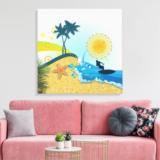 Tropisch strand, oceaan verpakt canvas print (Insitu (Woonkamer))