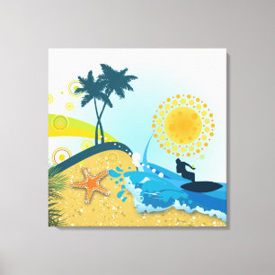 Tropisch strand, oceaan verpakt canvas print