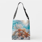 Tropisch strand Oceaan Zeesterren schelpen Crossbody Tas (Achterkant)