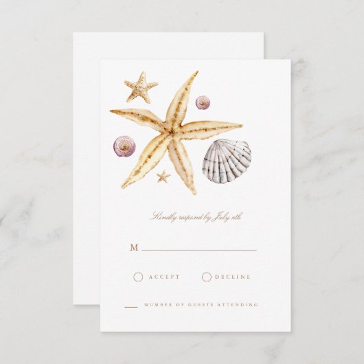 Tropisch strand oceaanschelp RSVP kaart (Voorkant / Achterkant)