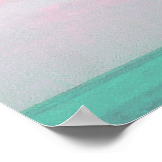 Tropisch strand, oceaanUitzicht, roze wolken, palm Poster (Hoek)