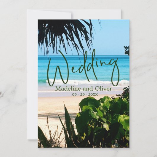 Tropisch strand Ocean Blue Destination Wedding Kaart (Voorkant)
