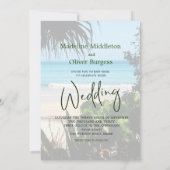 Tropisch strand Ocean Blue Destination Wedding Kaart (Achterkant)
