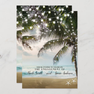 Tropisch strand Ocean Palm Lights Verloving Kaart