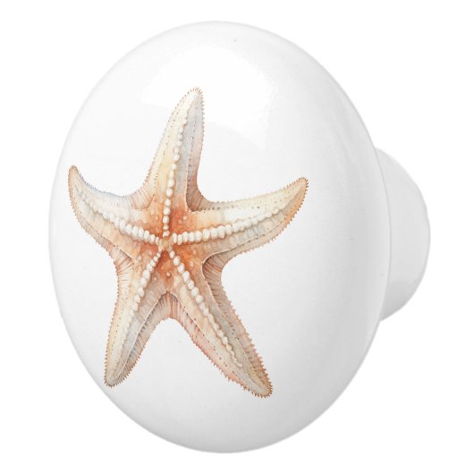 Tropisch strand Ocean Peach Cream Zeesterren Keramische Knop (Rechts)