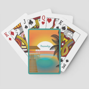 Tropisch strand Ocean Pier Sunset Personalized Pokerkaarten