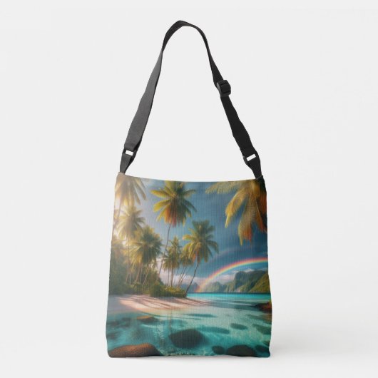 Tropisch strand Ocean Rainbow Crossbody Tas (Achterkant)
