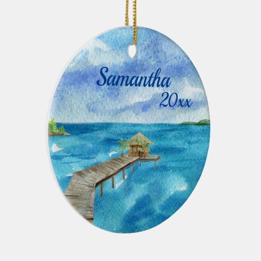Tropisch strand Ocean Seascape - Gepersonaliseerd Keramisch Ornament (Rechts)