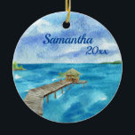 Tropisch strand Ocean Seascape - Gepersonaliseerd Keramisch Ornament<br><div class="desc">Dit ontwerp kan op het gebied worden gepersonaliseerd dat door de foto en/of tekst te veranderen wordt verstrekt. Of het kan worden aangepast door te klikken deze Sjabloon personaliseert en dan de klik te kiezen om verdere optie aan te passen en de kleur van de achtergrond te schrappen of te...</div>