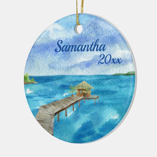 Tropisch strand Ocean Seascape - Gepersonaliseerd Keramisch Ornament (Links)