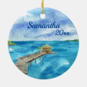 Tropisch strand Ocean Seascape - Gepersonaliseerd Keramisch Ornament (Achterkant)