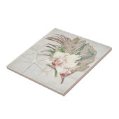 Tropisch strand Ocean Seashells White Orchid Flora Tegeltje (Zijkant)