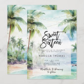Tropisch strand Ocean Sweet 16 Party Uitnodiging (Voorkant / Achterkant)