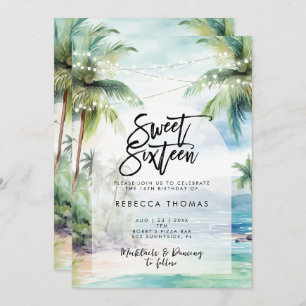 Tropisch strand Ocean Sweet 16 Party Uitnodiging