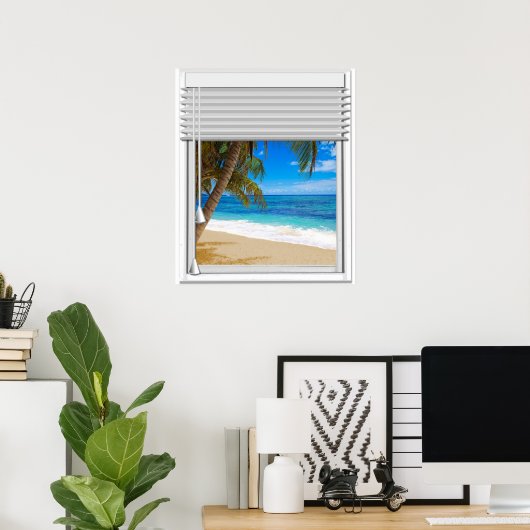 Tropisch strand Ocean Uitzicht Fake Window met Bli Poster (Thuiskantoor)