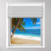 Tropisch strand Ocean Uitzicht Fake Window met Bli Poster (Voorkant)