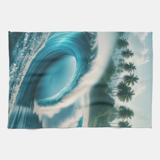 Tropisch strand Ocean Wave Crescendo Theedoek (Horizontaal)