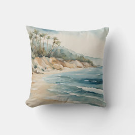 Tropisch strand Ocean Waves Blue Beige Coastal Kussen