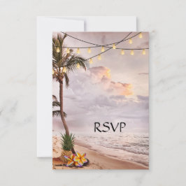 Tropisch strand of antwoordkaart voor huwelijksfee RSVP kaartje