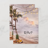 Tropisch strand of bestemming bruiloft RSVP kaart (Voorkant / Achterkant)