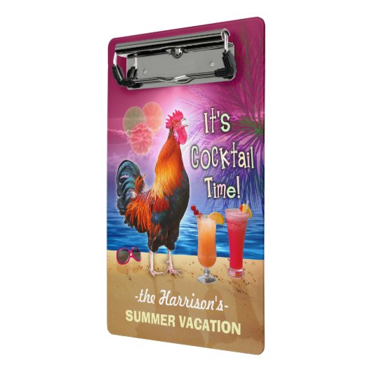 Tropisch strand of kruising | Funny Rooster Mini Klembord (Angled2)